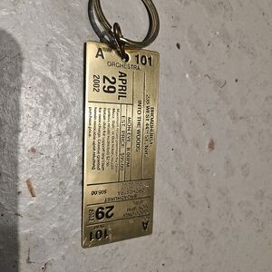 Broadhurst Theatre Into The WOODS Brass Theater Ticket Keychain - April 29